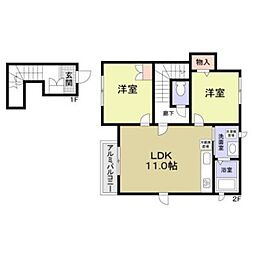 ボヌール 2LDKの間取図画像