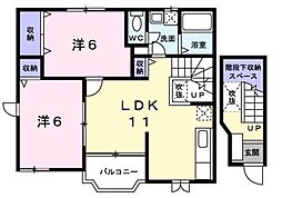 ソレアードバーリオ 2LDKの間取図画像