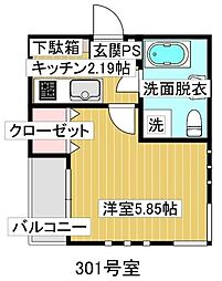 パークコート 3階1Kの間取り