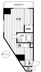 五反田ダイヤモンドマンション 4階1Kの間取り