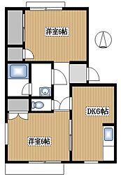 エクセレント細山 2DKの間取図画像