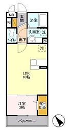 ヘリオス吉川美南 ウラノス 1階1LDKの間取り