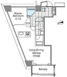 コンフォリア新宿イーストサイドタワー タワー棟 5階1LDKの間取り