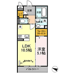 リヴェール湘南 1LDKの間取図画像