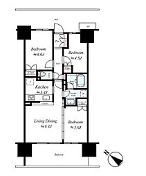 東京ミッドベイ勝どき 3LDKの間取図画像