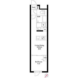 グランパセオ中目黒IV 1LDKの間取図画像