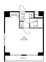 岡田ビル 5階1Kの間取り