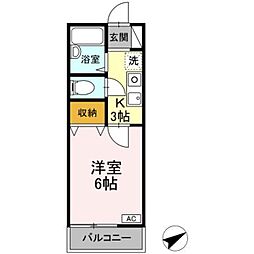 セジュール町田 1Kの間取図画像