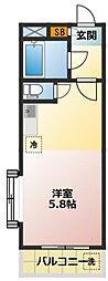 アンカーヒア調布 1階ワンルームの間取り