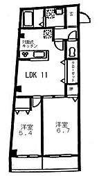 ドエル・シャンビエン 2LDKの間取図画像