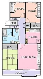 コープ野村園生2号棟 3LDKの間取図画像