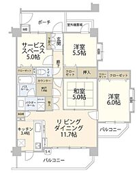 日神パレステージ西千葉 3階3SLDKの間取り