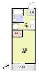シティハイムオーク 1Kの間取図画像