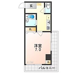 サムパティーク山科 10階1Kの間取り