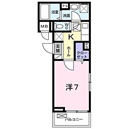 グレイス　コルソ 3階1Kの間取り