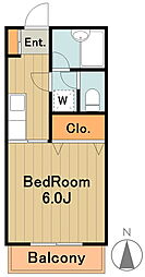 京王相模原線 京王堀之内駅 徒歩15分の賃貸アパート 1階1Kの間取り