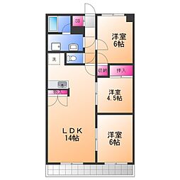 湯川マンション鳳 3LDKの間取図画像