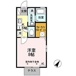 プレサージュ西新井 1階1Kの間取り