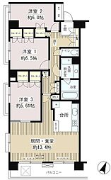 クラッサ目黒かむろ坂 3LDKの間取図画像
