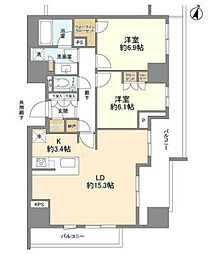 ブランズ本郷 5階2LDKの間取り