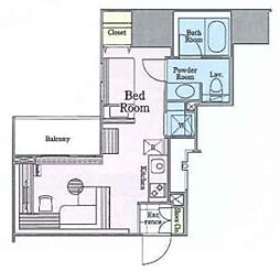 ロイジェントパークス四ツ谷 4階ワンルームの間取り