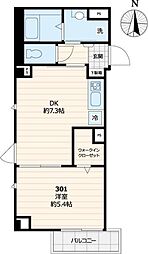 ウィン ヴィレッジ 3階1DKの間取り
