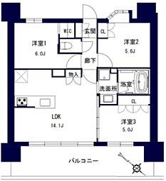 千葉市中央区問屋町マンション 3LDKの間取図画像