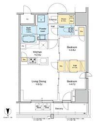 プラウドフラット四谷三丁目 2LDKの間取図画像