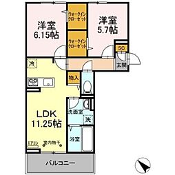 AALII I 3階2LDKの間取り