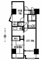 サンハイム清水 2LDKの間取図画像