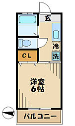 ルナパーク井上 2階1Kの間取り