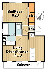 オリーブ 3階1LDKの間取り