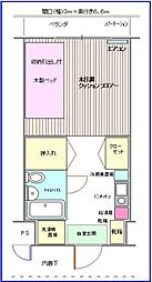 ラフィーネ学生マンション 4階1Kの間取り