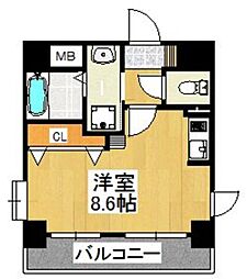 サンヒルズ松風 ワンルームの間取図画像