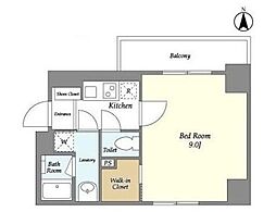 BLAU菊川 5階1Kの間取り