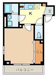 Amour3 1Kの間取図画像