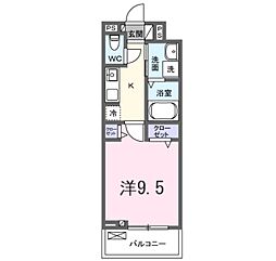 たばさはうすII 1Kの間取図画像