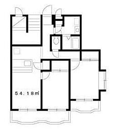 コスモフラワー 2階2LDKの間取り