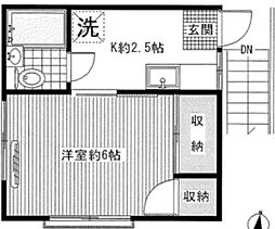 第2豊荘 2階1Kの間取り