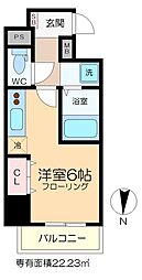 Canaan heim 7階ワンルームの間取り