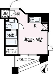 Ｌｉｕｌｕ　Ｈａｌｅ 8階ワンルームの間取り