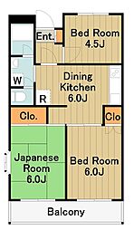 ヴィラ栄 2階3DKの間取り