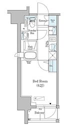 アーバネックス南品川 6階1Kの間取り