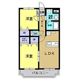サンパティーク・Ｓ 3階2LDKの間取り