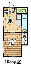 田島電気ビル 1階1DKの間取り