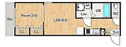 ジーメゾン見沼島町アルカ 1LDKの間取図画像