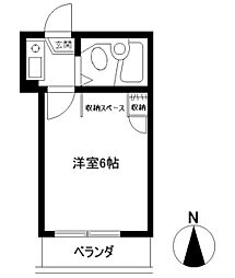 サンパレスアルバ 2階1Kの間取り