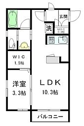 カリヨン中野 1LDKの間取図画像