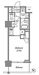 ザ・レジデンス赤坂檜町 6階1Kの間取り