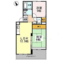 ヴァンベールしののめ　B棟 2階2LDKの間取り